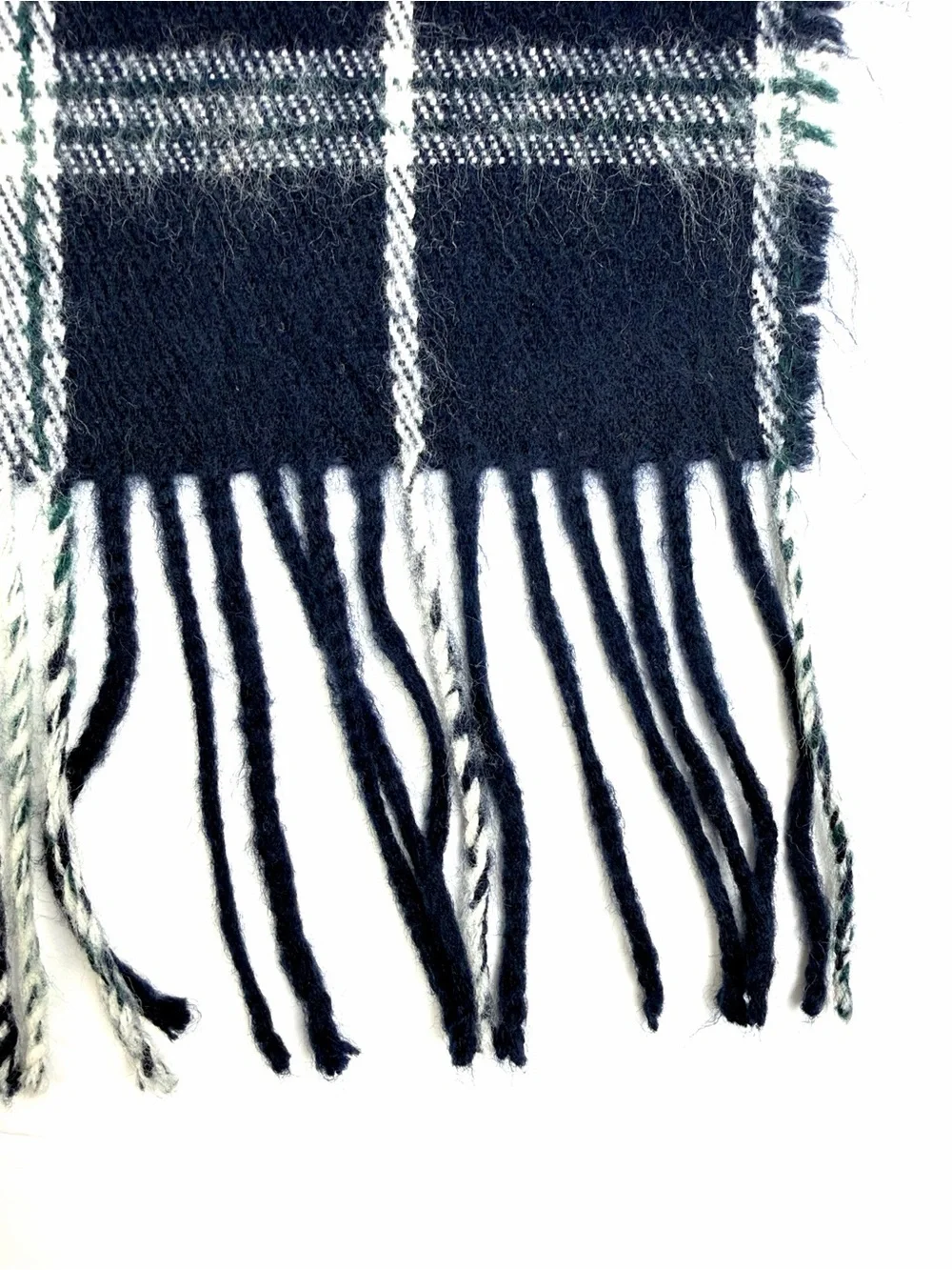 Men's Royal Rossi Cashmere Scarf Plaid Blue White Fringe